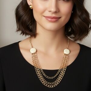 Mia Collection Gold/Cream Necklace & Earrings